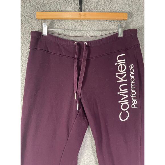 Calvin Klein Performance Burgundy Logo Joggers Men’s Medium Casual Sweatpants - Picture 3 of 7